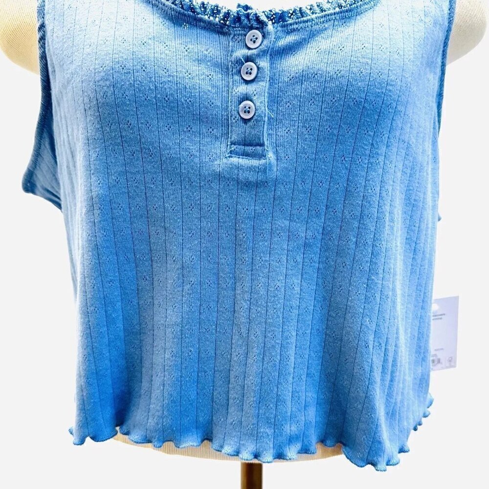 NWT SO GOODS FOR LIFE Juniors Sleeveless Pullover Hensley Neck Blue Shirt XXL - Picture 3 of 9